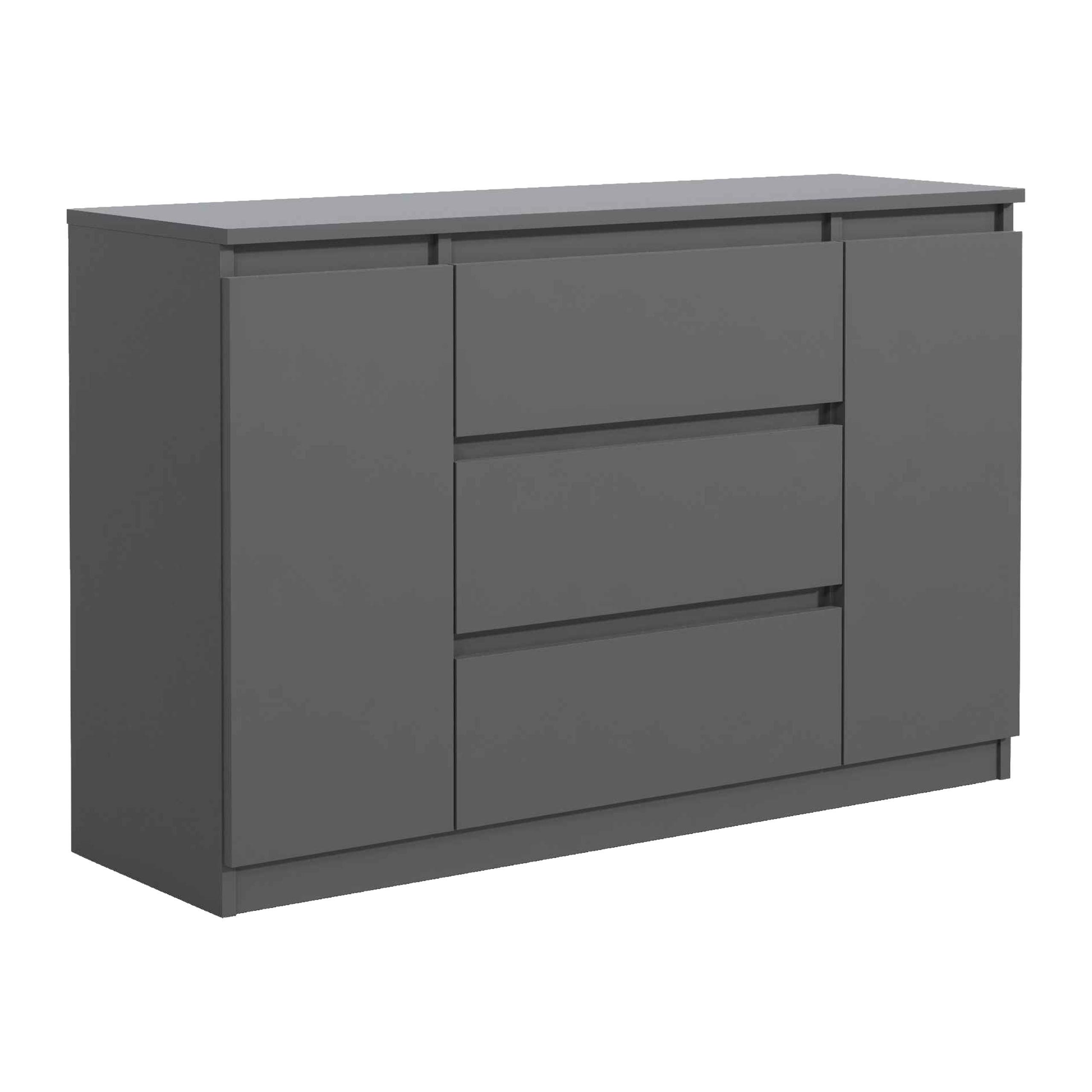 KOMMODE NUDO 120/78,5/39cm mit 3 Schubladen 2 Türen Anthrazit - Anthrazit, Holzwerkstoff (120/78.5/39cm) - MASSENO