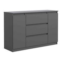 KOMMODE NUDO 120/78,5/39cm mit 3 Schubladen 2 Türen Anthrazit - Anthrazit, Holzwerkstoff (120/78.5/39cm) - MASSENO