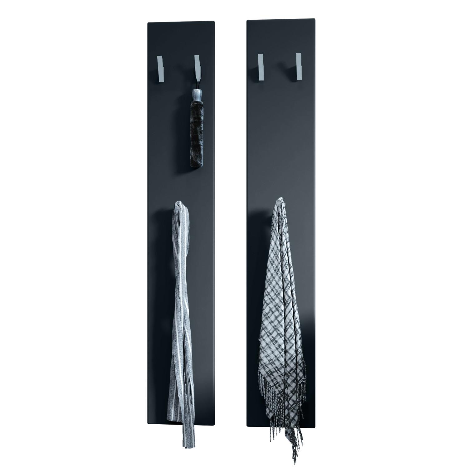 GARDEROBENPANEEL Wandpaneel Schwarz matt - Schwarz, Holzwerkstoff (24/140/2cm) - Vladon