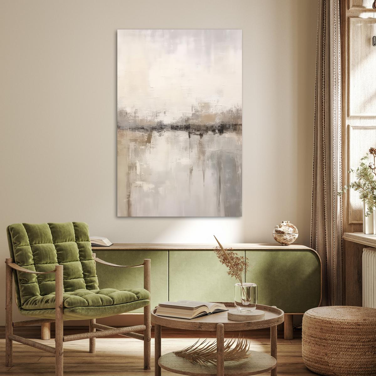 POSTER Moderne Kunst - Abstrakt - Beige Wandbild Schlafzimmer 80x120 cm - Beige, Papier (80/120/0.1cm) - MuchoWow