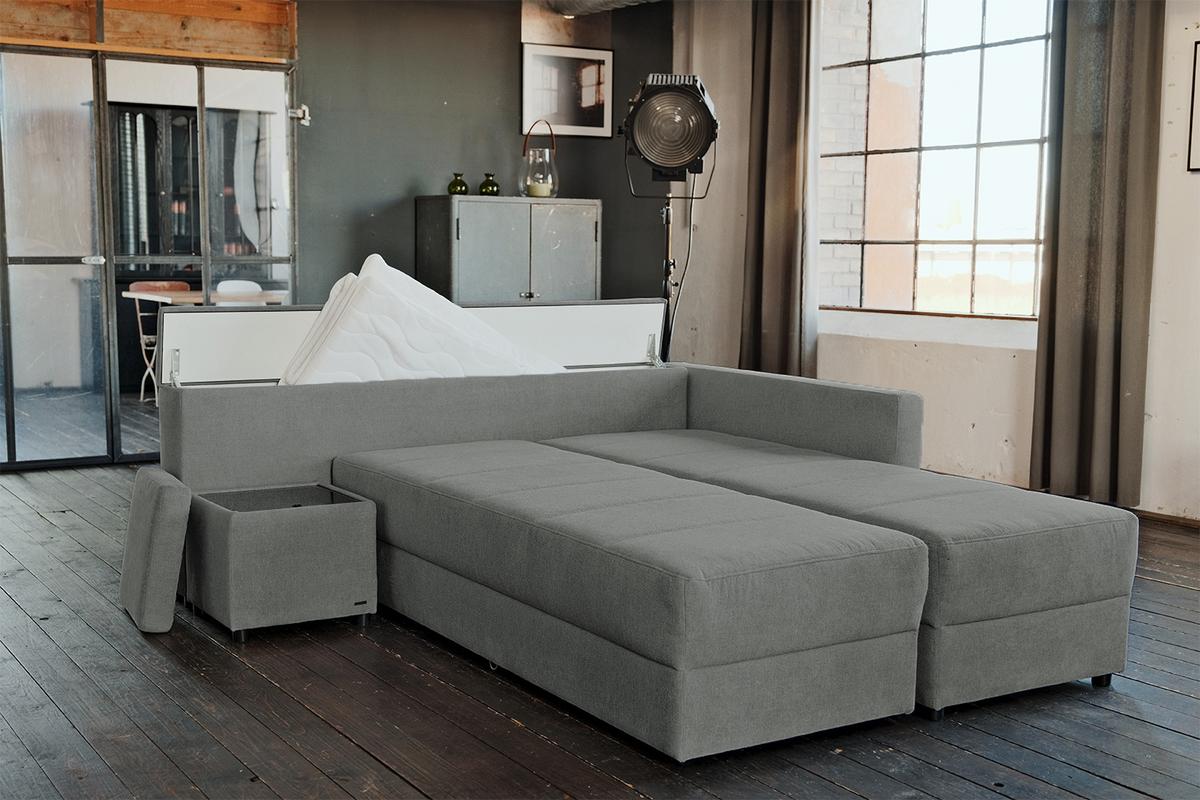 SCHLAFSOFA IDA Anthrazit Webstoff Mit Schlaffunktion - Anthrazit/Schwarz, Textil (287/229cm) - KAWOLA