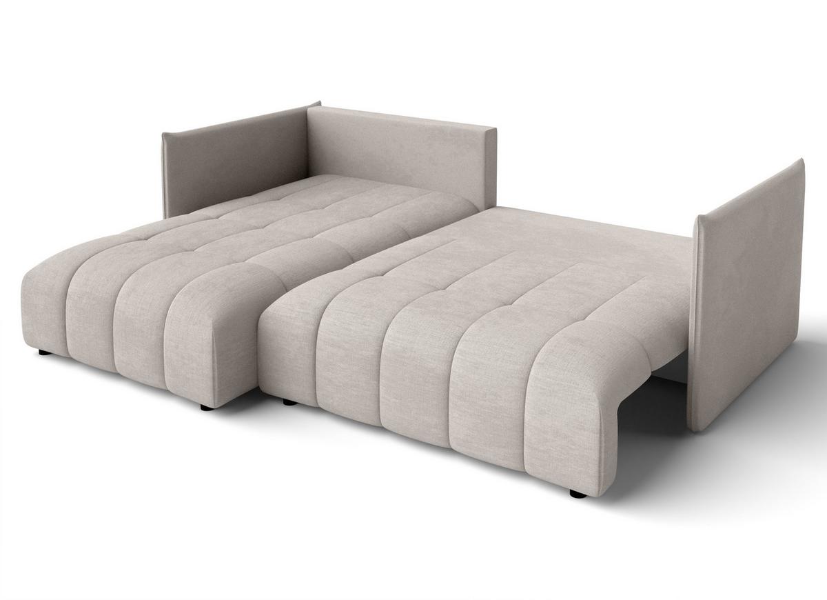 ECKSOFA L Form Gaziante Beige 248/180/83 cm – mit Bettkasten - Beige/Schwarz, Kunststoff/Textil (248/180cm) - AX Living