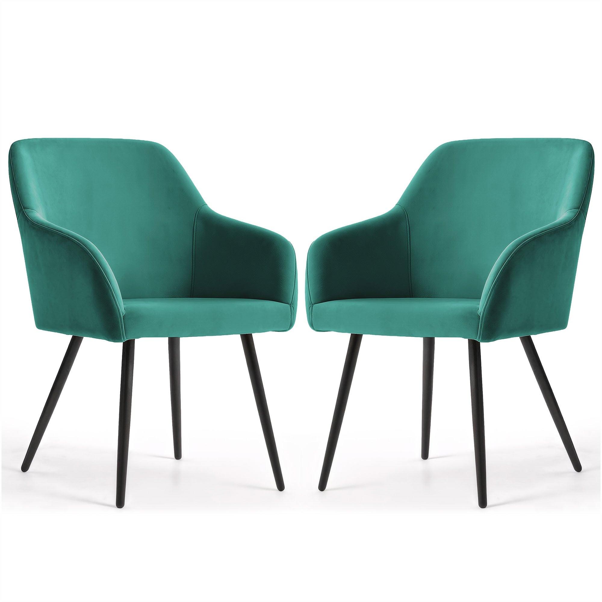 POLSTERSTUHL 2er Set, Metallbeine Grün, Schwarz 54,5/83/58 - Schwarz/Grün, Textil (55/83/51cm) - RAUMHIRSCH FURNITURE