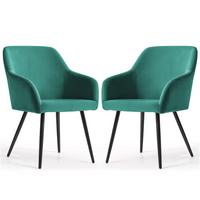 POLSTERSTUHL 2er Set, Metallbeine Grün, Schwarz 54,5/83/58 - Schwarz/Grün, Textil (55/83/51cm) - RAUMHIRSCH FURNITURE