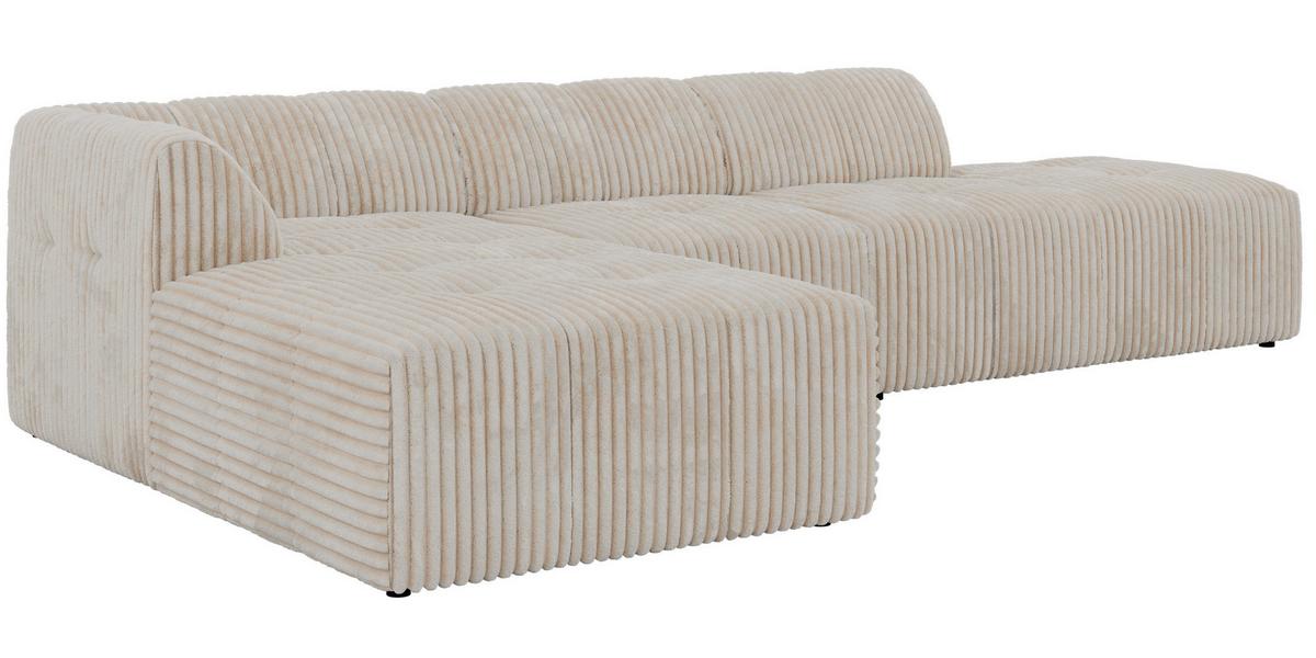 ECKSOFA GRIDA 3M L Beige Cord - Links - Beige/Creme, Kunststoff/Textil (335/176cm) - MKS