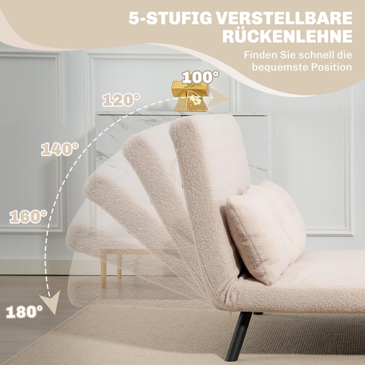 SCHLAFSOFA, Zweisitzer mit Bettfunktion, Schlafcouch mit Samtoptik, Rückenkissen - Beige/Schwarz, Holz/Textil (73/81/102cm) - HOMCOM