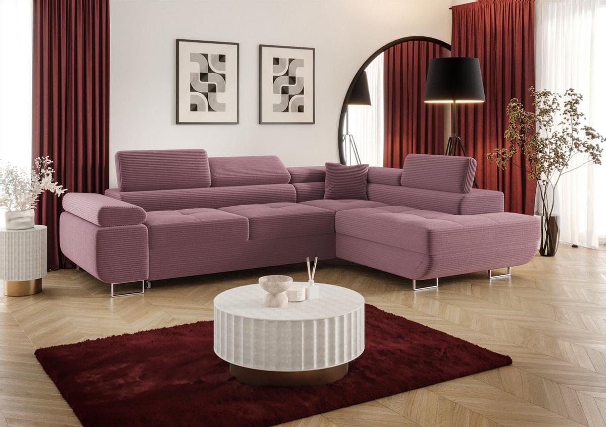 ECKSOFA Monaro Mit Schlaffunktion - Violett, Holzwerkstoff/Textil (275/202cm) - Fun Möbel