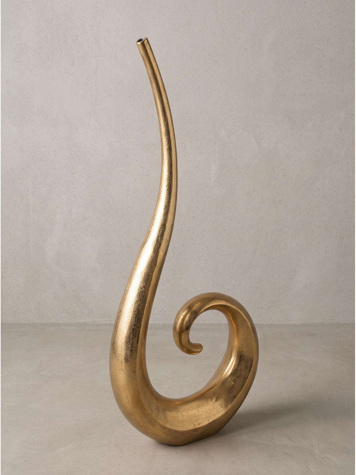 BODENVASE BAVENO, Aluminium, handgefertigt, Gold, 48 x 10 x 100 cm - Goldfarben, Metall (100cm) - KADIMA DESIGN
