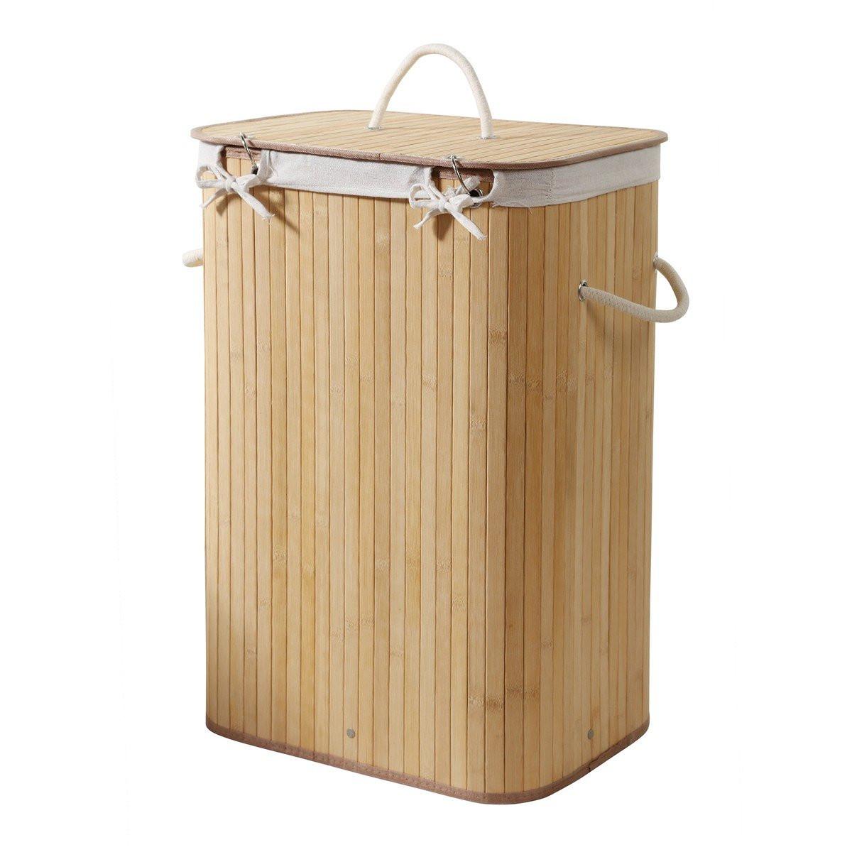 WÄSCHEKORB aus bambus 70l 40/30/60 cm - Apfelbaumfarben, Holz (30/60/40cm) - Calicosy
