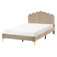 BETT mit Lattenrost 120/200 Samtstoff Taupe Sauvian - Taupe, Textil (120/200cm) - Beliani