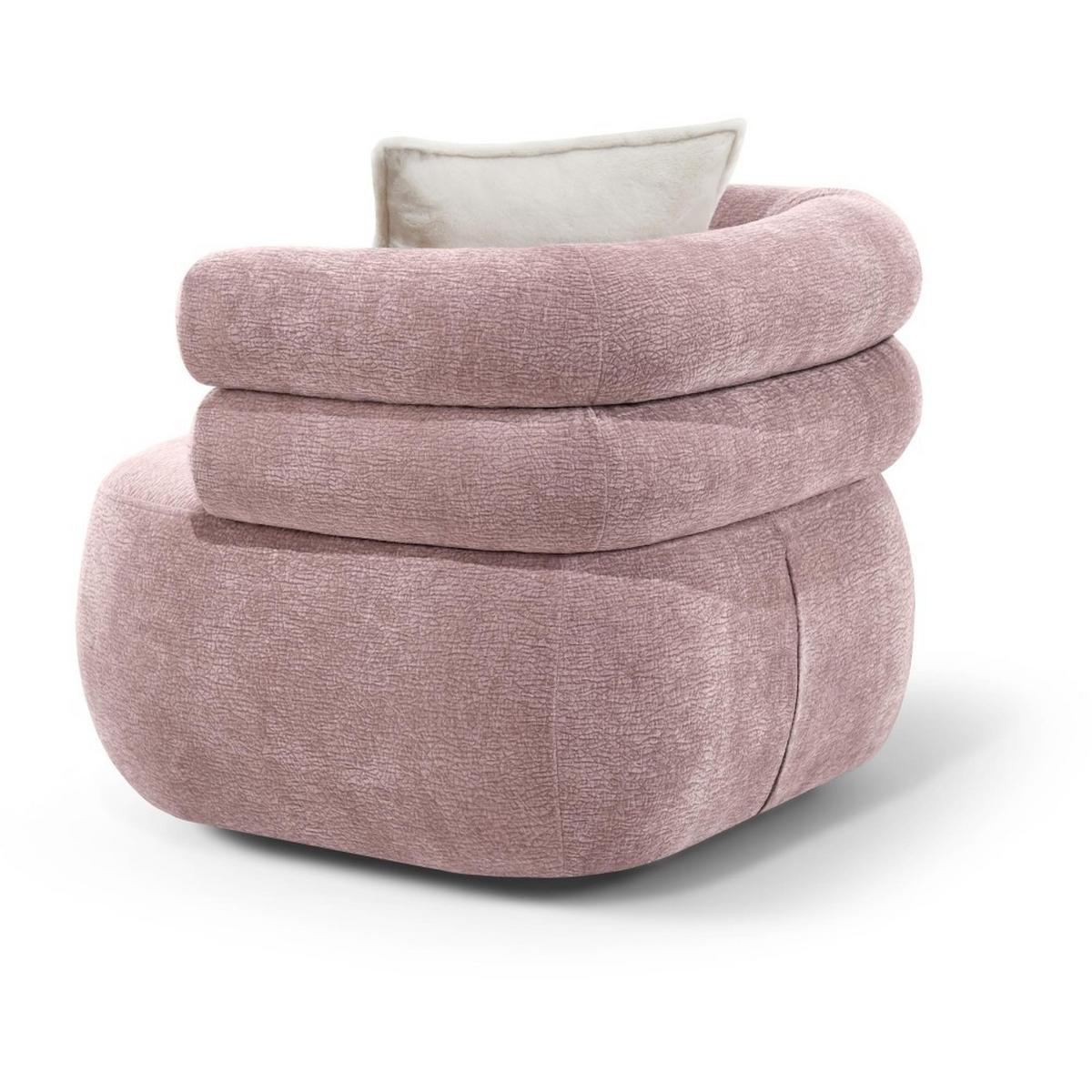 RELAXSESSELSET Nano, Set Drehsessel mit runder Form mit Hocker, Rosa - Rosa, Textil (95/75/95cm) - Beautysofa