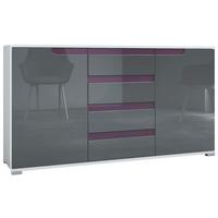 SIDEBOARD Sylt Grau Hochglanz / Brombeer Hochglanz - Lila/Grau, Holzwerkstoff (138.5/75.5/35cm) - Vladon