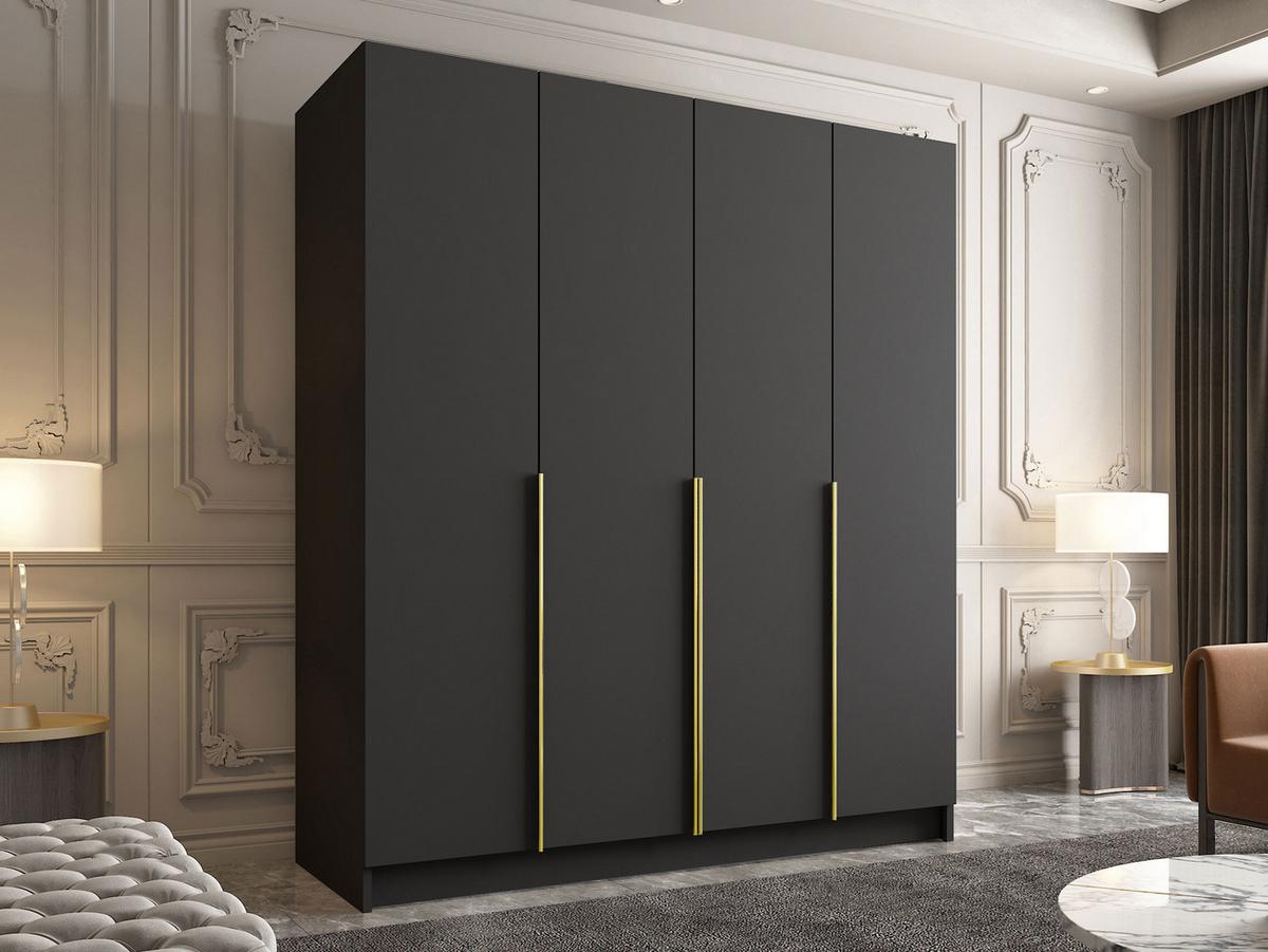 KLEIDERSCHRANK Santi I - Goldfarben/Schwarz, Holzwerkstoff/Metall (200/215/58cm) - MIRJAN24