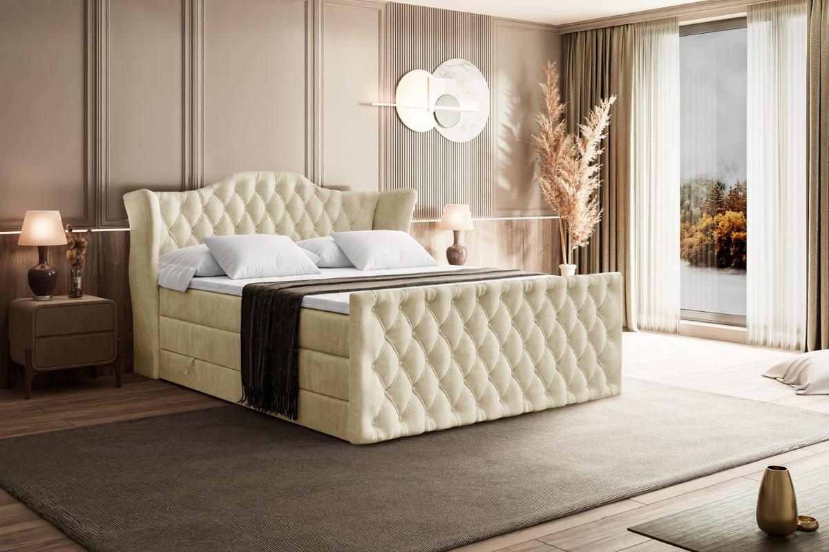 BOXSPRINGBETT VILA-Z KING - 180x200 - H3/H4 - Beige - Beige, Holzwerkstoff (180/200cm) - ALTDECOR