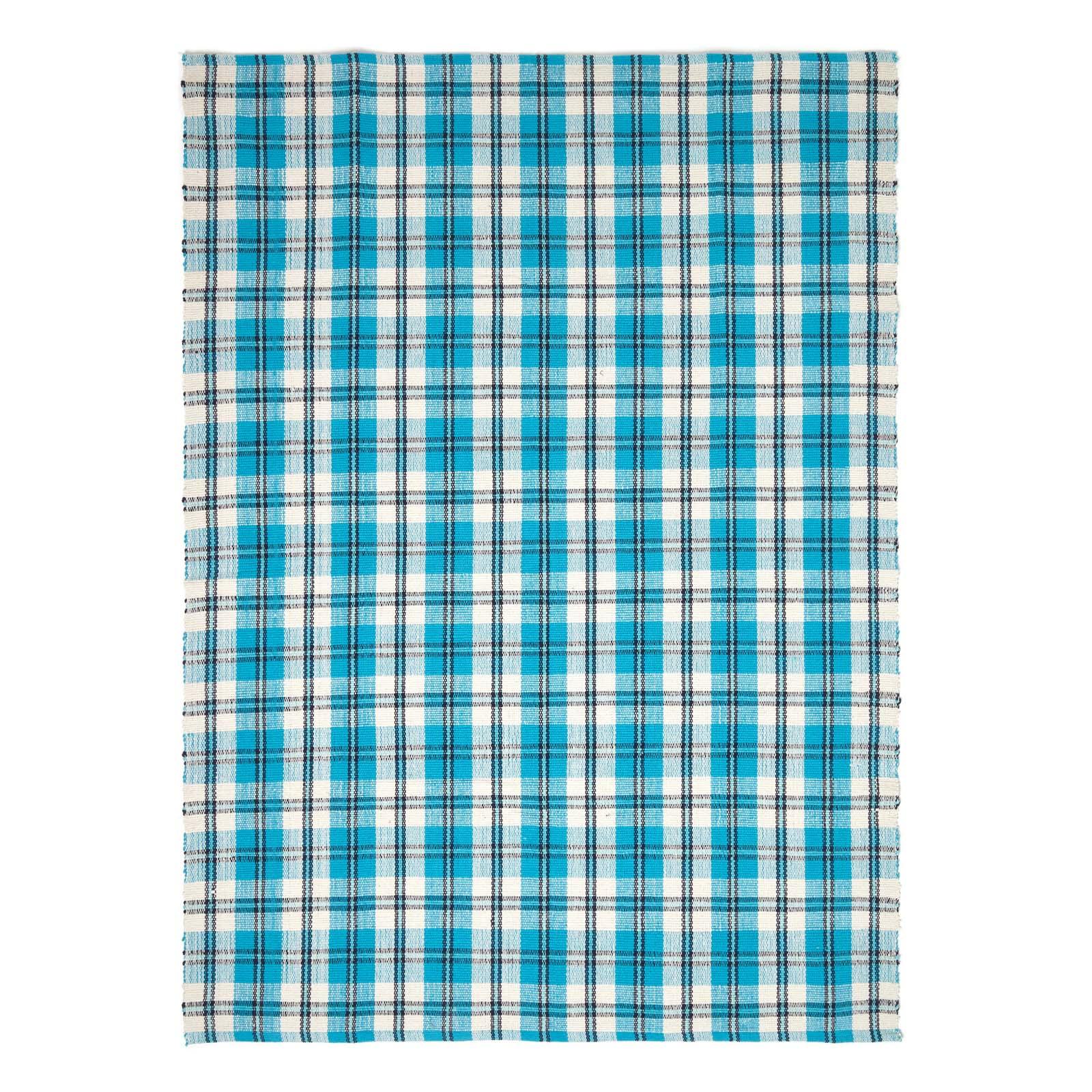 HANDWEBTEPPICH Irvine, Baumwolle kariert 70/120 cm - Blau, Textil (70/120cm) - Homescapes