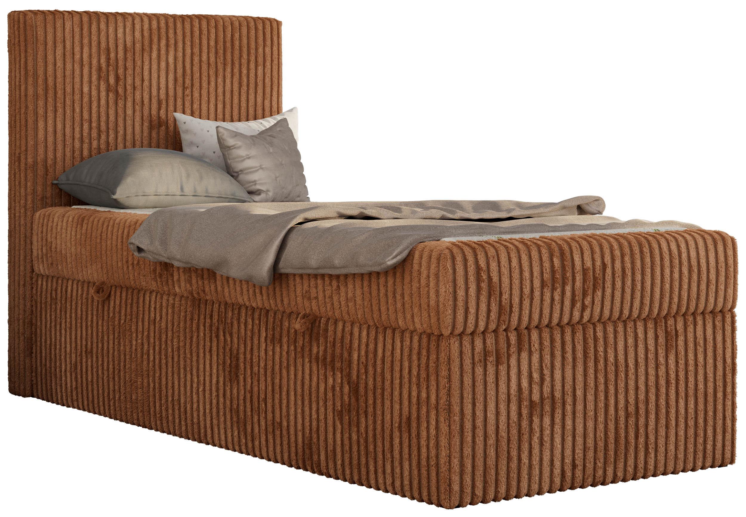 JUGENDBETT TILIO 90/200 - Orange - H3 - Links Seite - Orange, Textil (90/200cm) - MKS