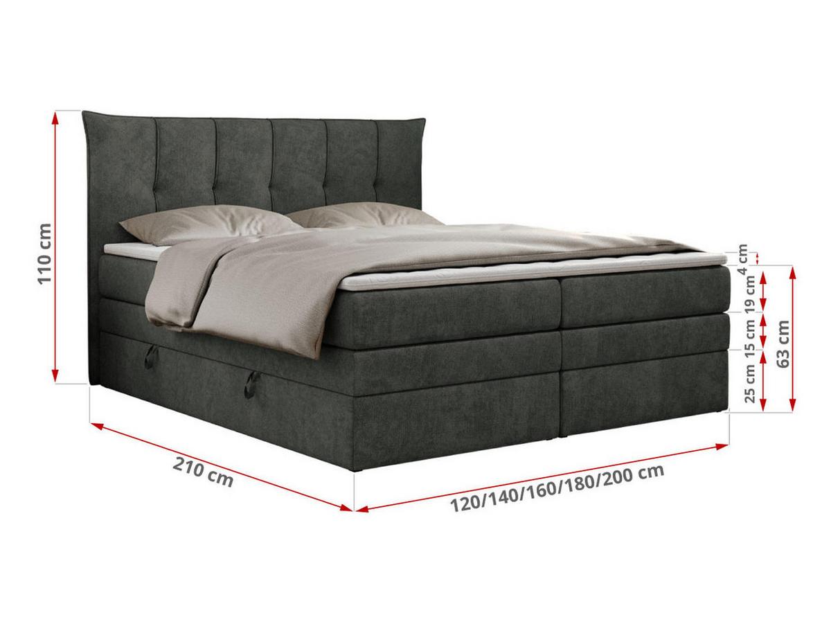 BOXSPRINGBETT PREMIUM 10 KING 200/200 Dunkelgrau Struktur - H3 - Dunkelgrau, Holz/Textil (200/200cm) - MKS
