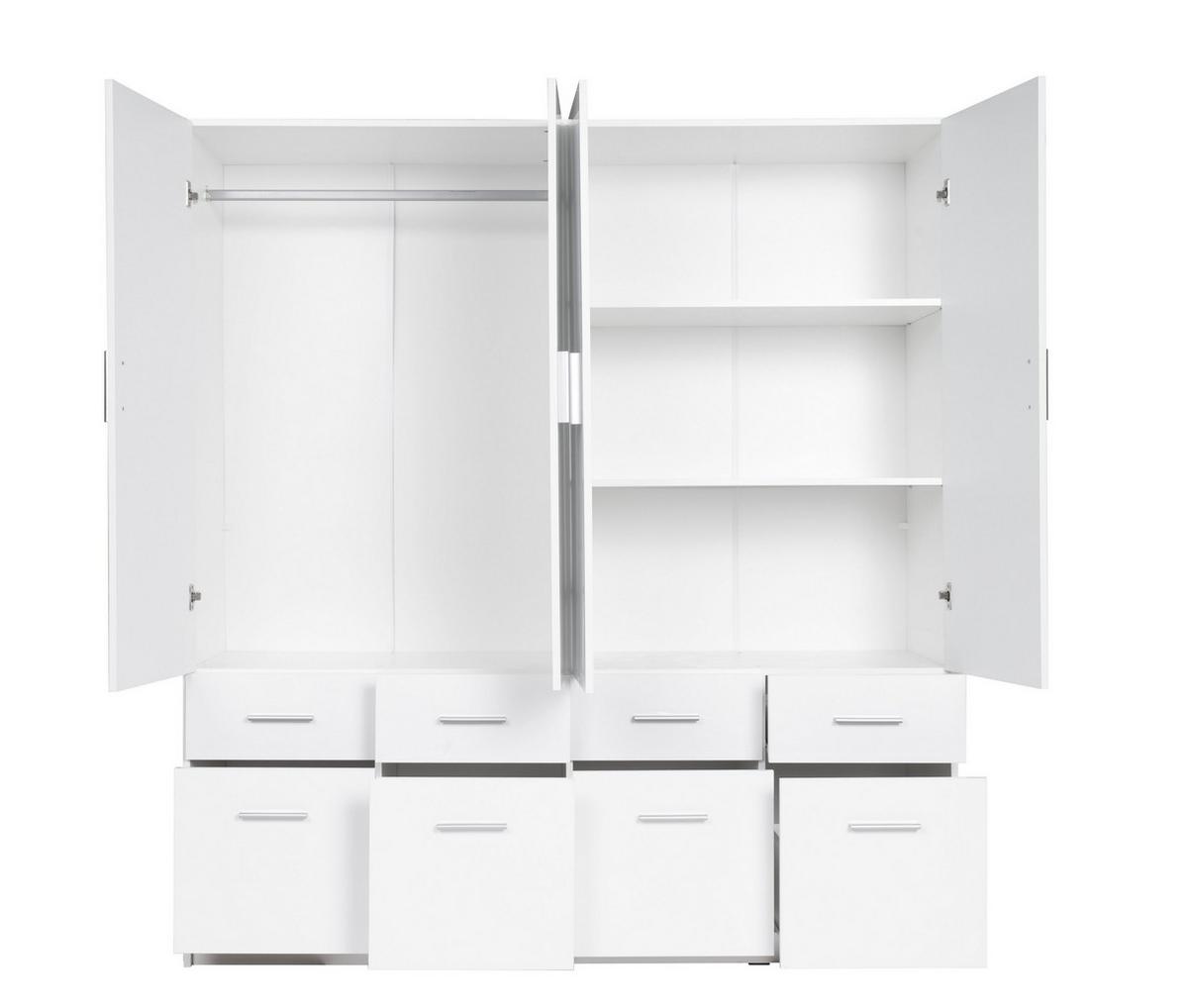 DREHTÜRENSCHRANK RYGEN 180,3/197,5/53,3cm 4-türig Weiß - Weiß, Holzwerkstoff (180.3/197.5/53.3cm) - MASSENO