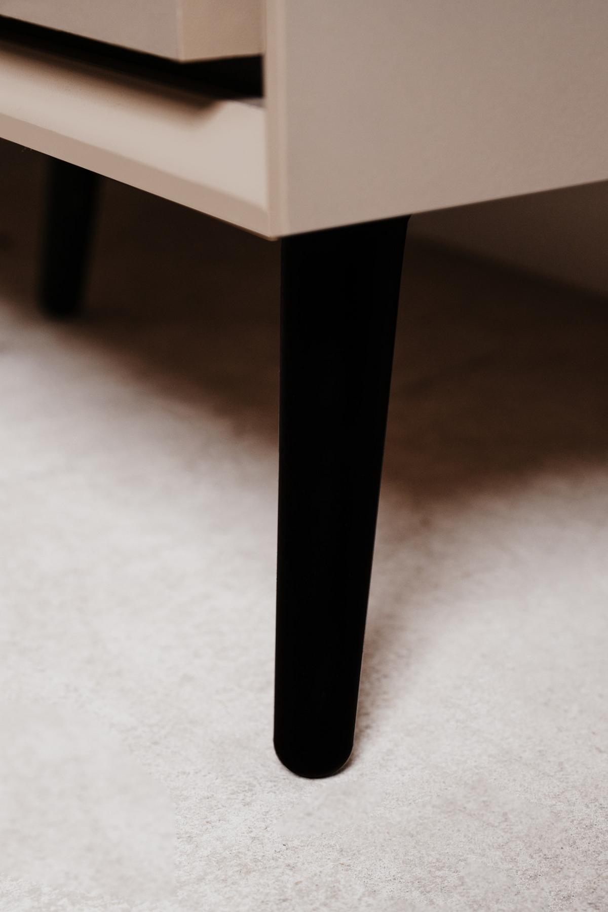 VITRINE sand, schwarz 60 cm, Vitrinenschrank mit Soft-Close-Funktion - Sandfarben/Schwarz, Glas/Holzwerkstoff (60/200/38cm) - Furn.Design