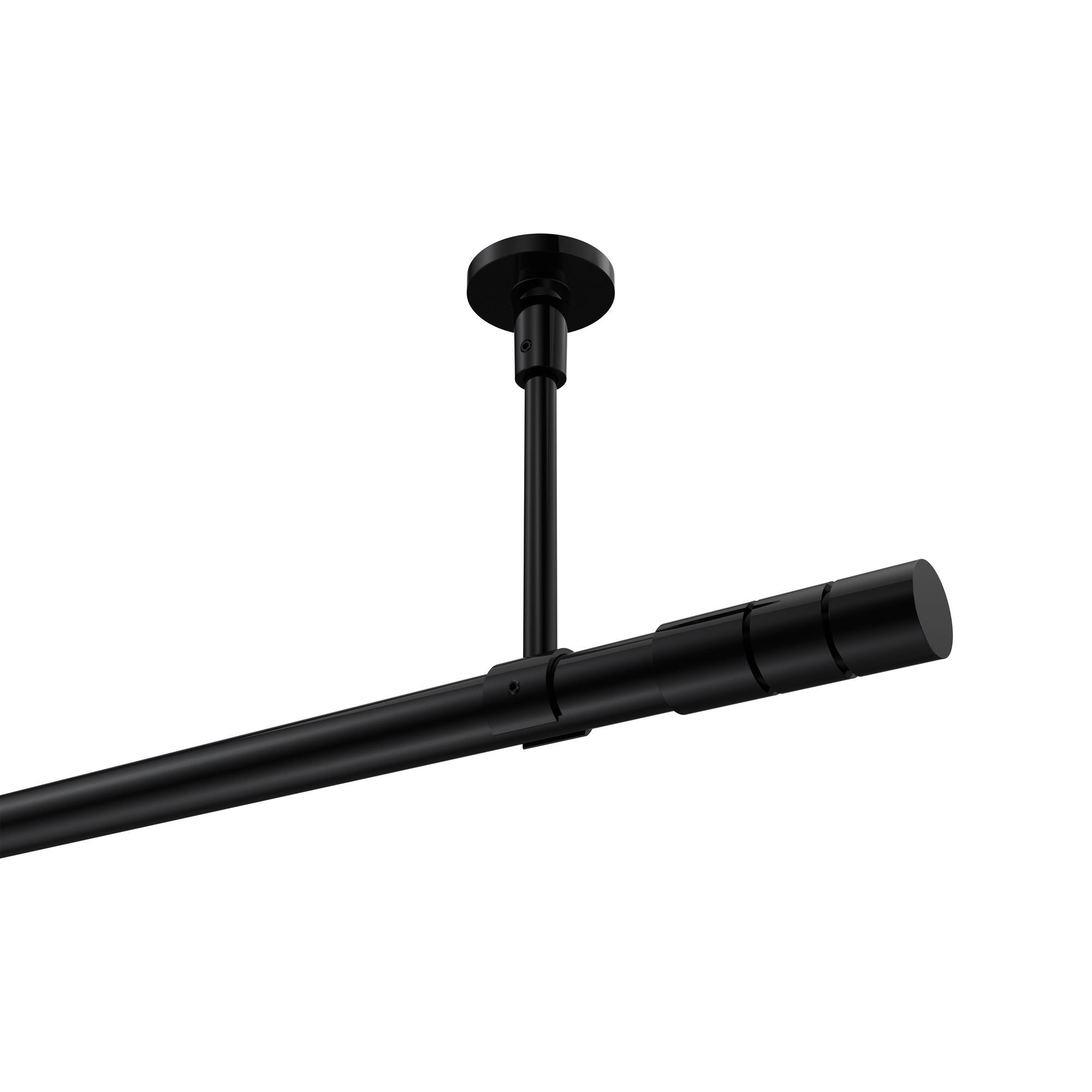 GARDINENSTANGE Sonette Elanto 400 cm (geteilt in 2 x 200 cm), 1-läufig, 20 mm Ø Schwarz - Schwarz, Metall (400cm) - INTERDECO