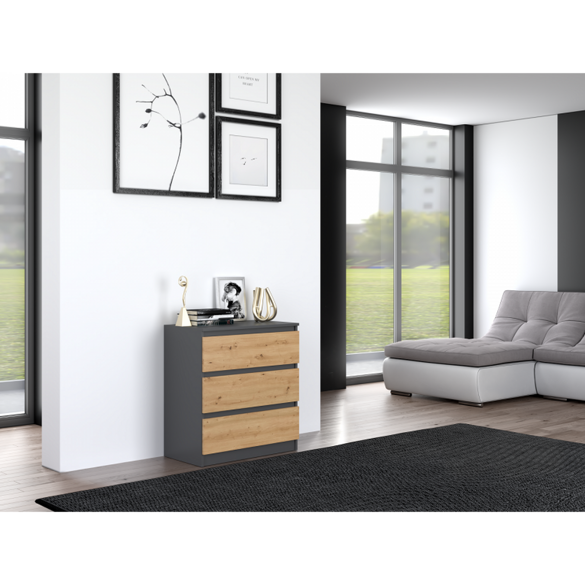 KOMMODE Anthrazit, Artisan 70/75/40 - Anthrazit, Holzwerkstoff (70/75/40cm) - RAUMHIRSCH FURNITURE