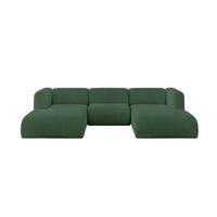 WOHNLANDSCHAFT MIRA-U1 317x179x70 Grün Cord - Salbeigrün/Schwarz, Holzwerkstoff/Kunststoff (317/70/179cm) - ALTDECOR