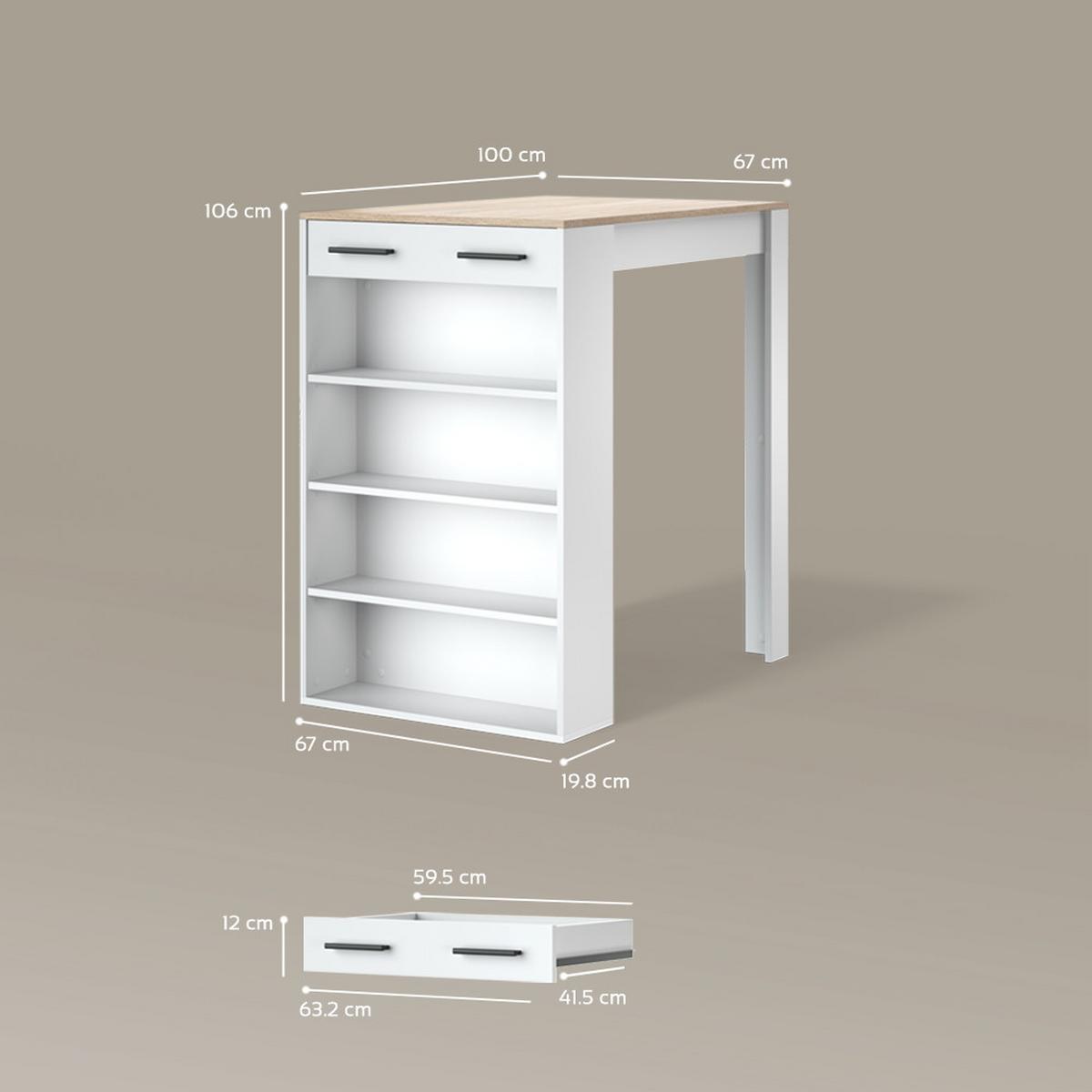 BARTISCH Regusa Weiß/Sonoma 67 x 100 cm - Weiß/Sonoma Eiche, Holzwerkstoff (100/67/106cm) - Livinity®