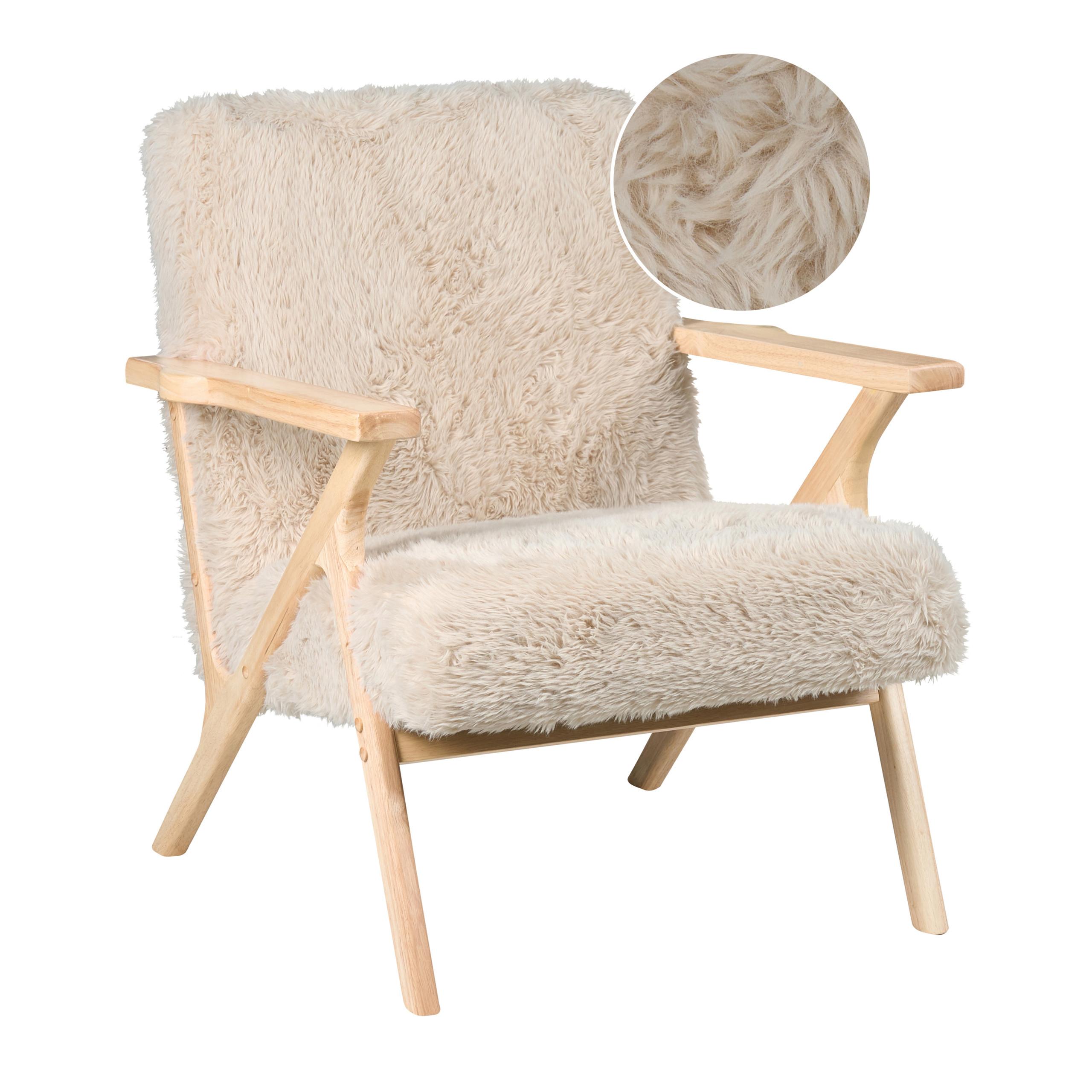 SESSEL Hellbeige Kisa - Beige/Braun, Kunststoff (74/84/80cm) - Beliani