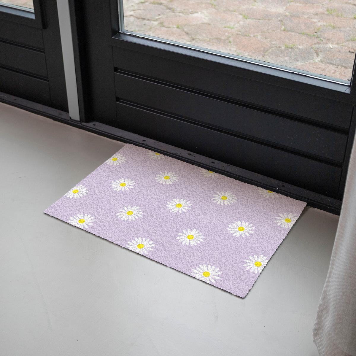 FUSSMATTE Gänseblümchen - Pastell - Weiß - Lila - Blumen Sauberlaufmatte 60x40 cm - Flieder, Kunststoff (60/0.4cm) - MuchoWow