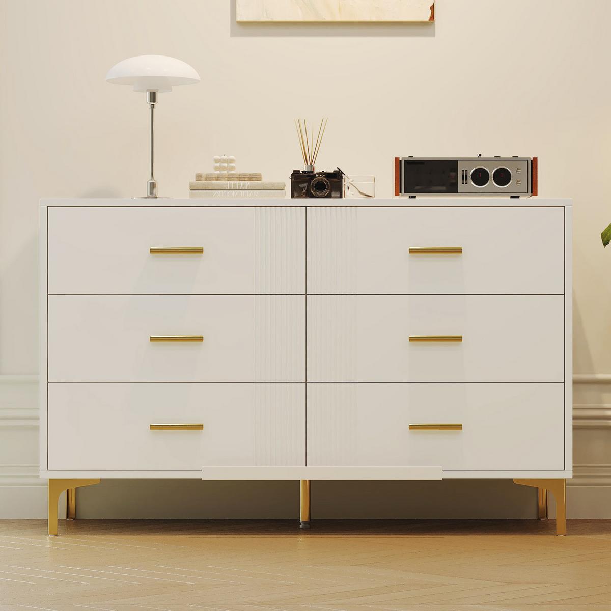 SIDEBOARD mit 6 Schubladen Weiß - Weiß, Holzwerkstoff (40/76/120cm) - Urban Meuble