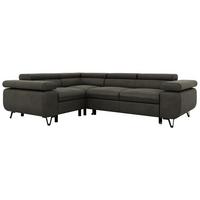 ECKSOFA FALCO L - Dunkelgrau Velvet - Links Seite - Dunkelgrau/Anthrazit, Textil/Metall (197/268cm) - MKS