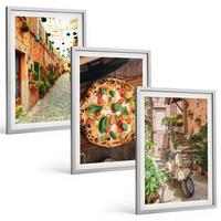 BILDER SET 3er Set - 40x60 cm Silberner Rahmen - Charmante Straßen mit Pizza - Silberfarben, Kunststoff (40/60cm) - TULUP
