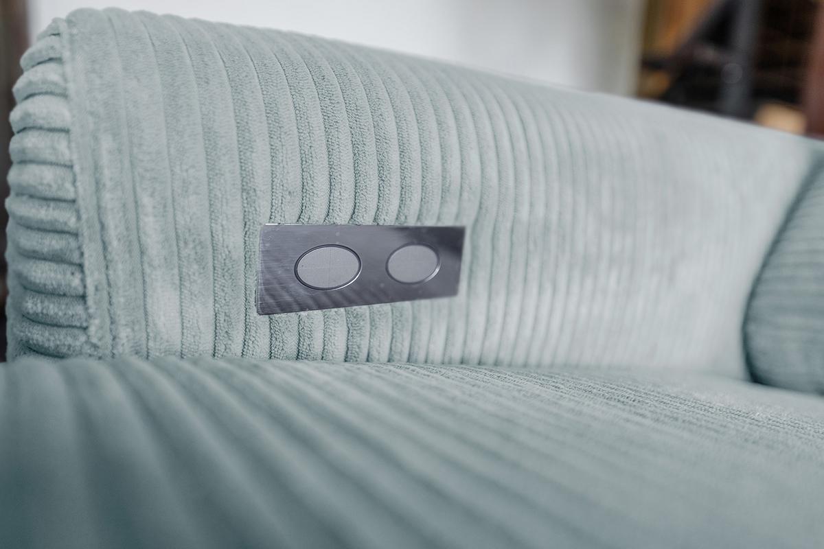 ECKSOFA LAISKA Hellblau Cord - Schwarz/Hellblau, Textil/Metall (282/177cm) - KAWOLA