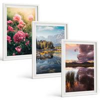 BILDER SET 3er Set - 40x60 cm Weißer Rahmen - Blumengarten Berge Wasser - Weiß, Kunststoff (40/60cm) - TULUP