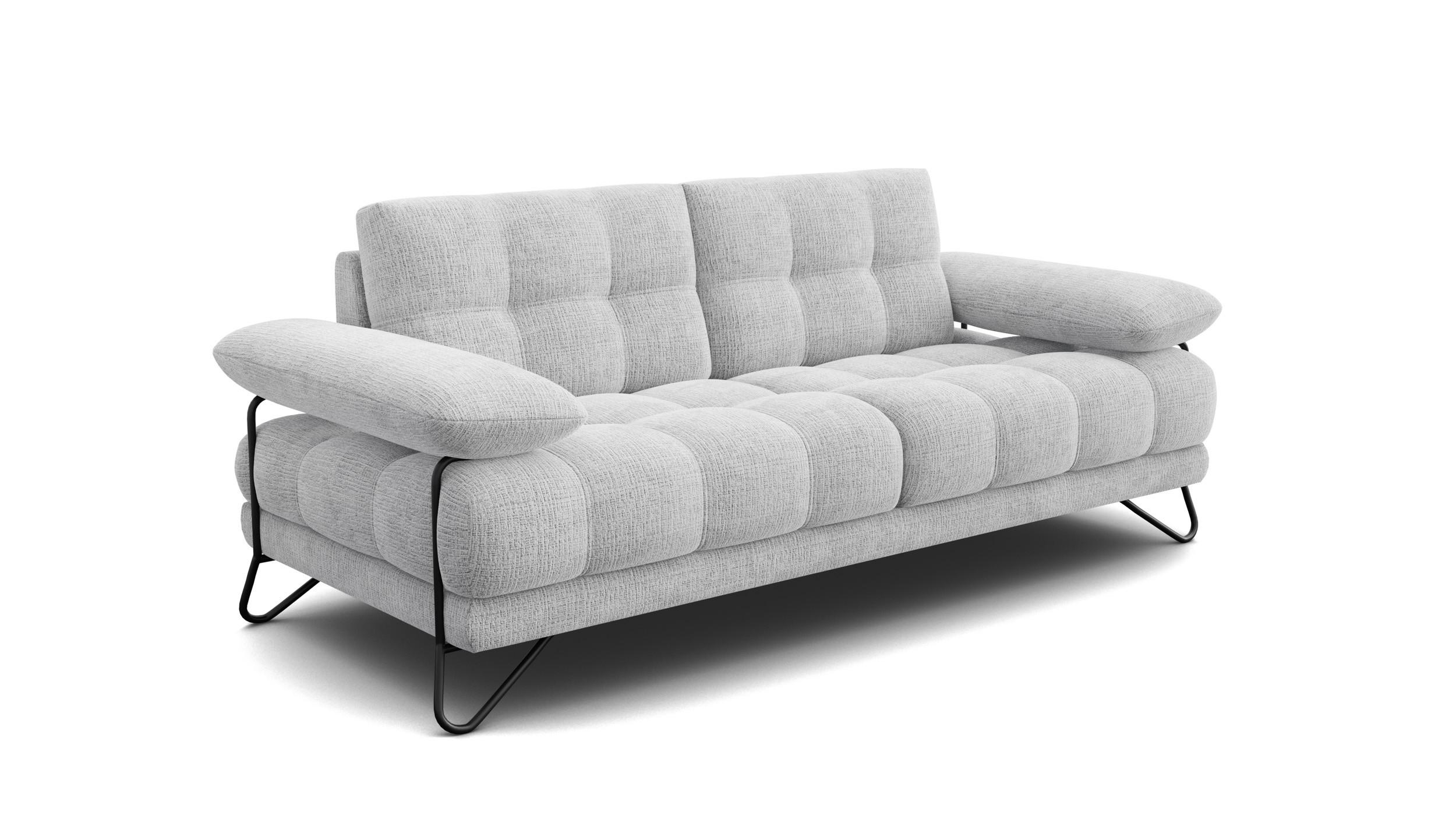 SOFA BUBBARA 2,5-Sitzer, hellgrau - Hellgrau/Schwarz, Holz/Textil (215/87/96cm) - Wozimo