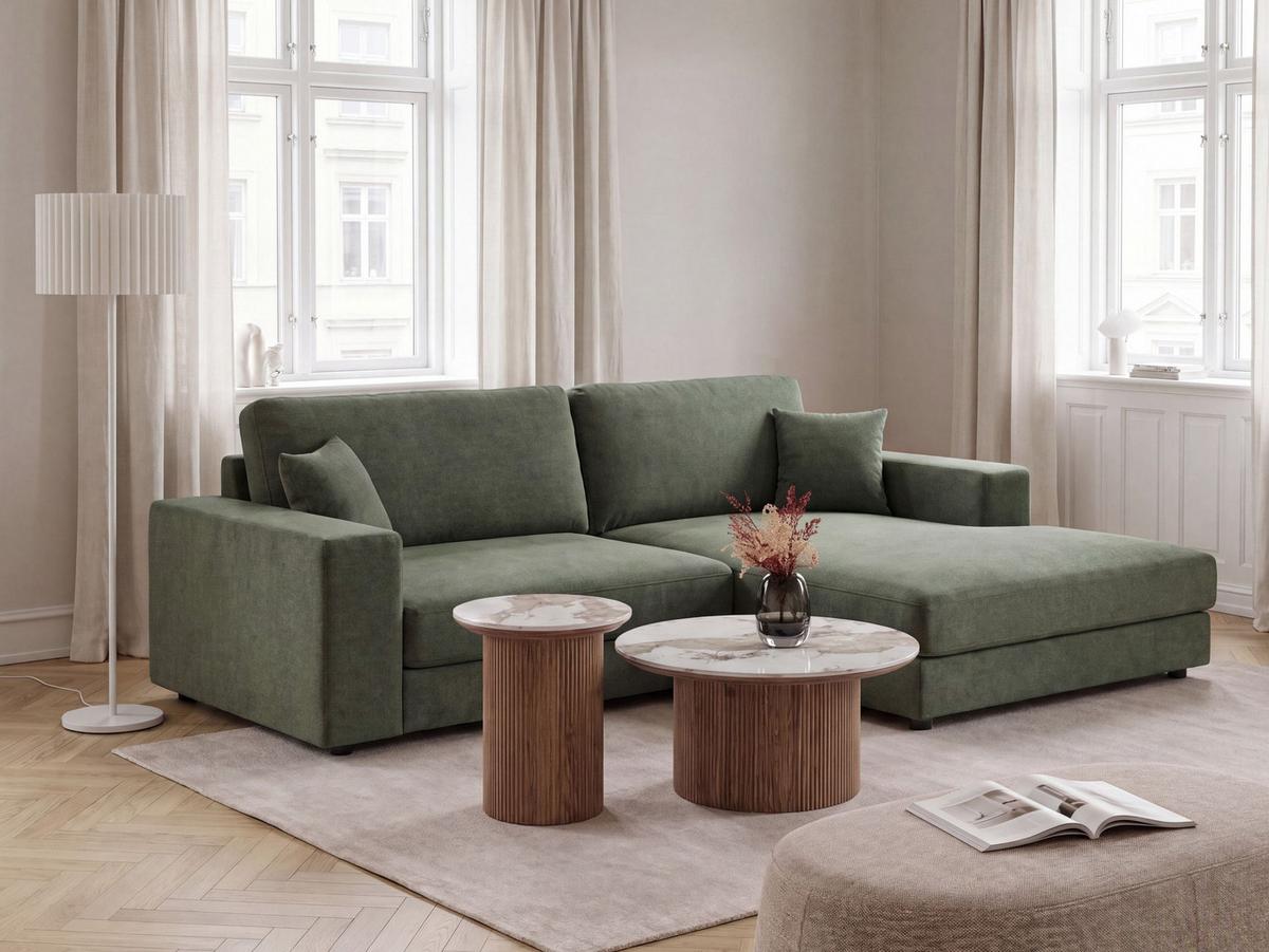 ECKSOFA 3-Sitzer Stoff Grün linksseitig Lofoten - Grün, Textil (250/185cm) - Beliani