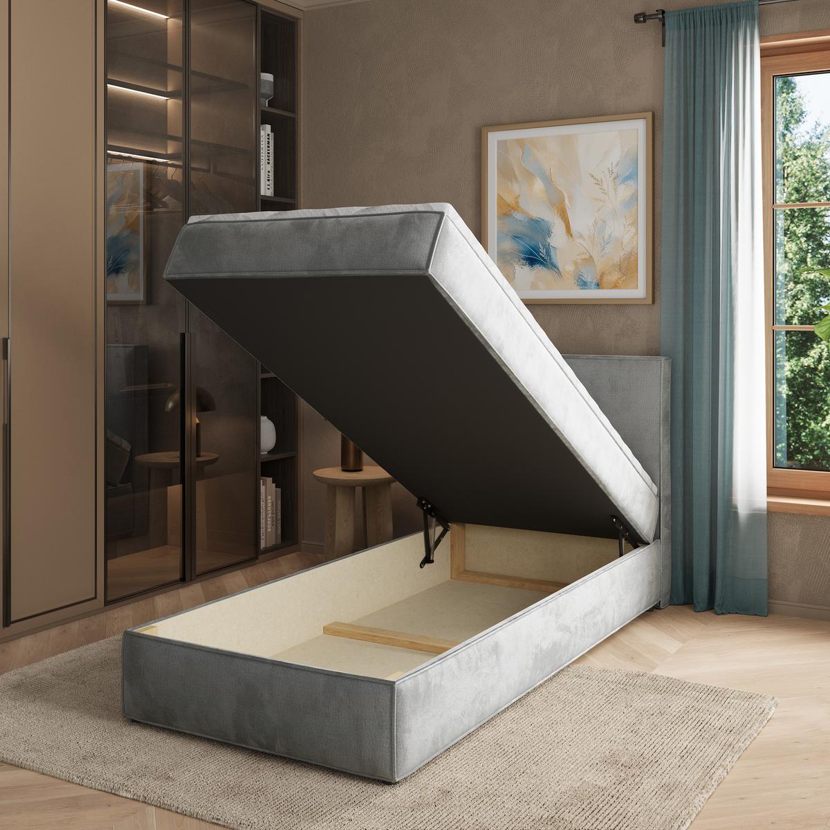 BOXBETT PELLIO 80x200 cm mit Matratze und Topper - Hellgrau - Hellgrau, Holz (80/200cm) - MASSENO