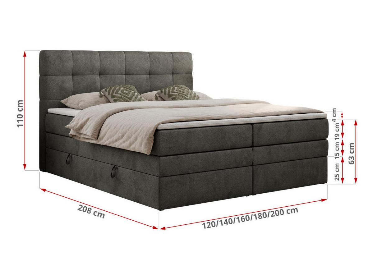 BOXSPRINGBETT LUKA KING 180/200 Dunkelgrau Velvet - H3 - Dunkelgrau, Holz/Textil (180/200cm) - MKS