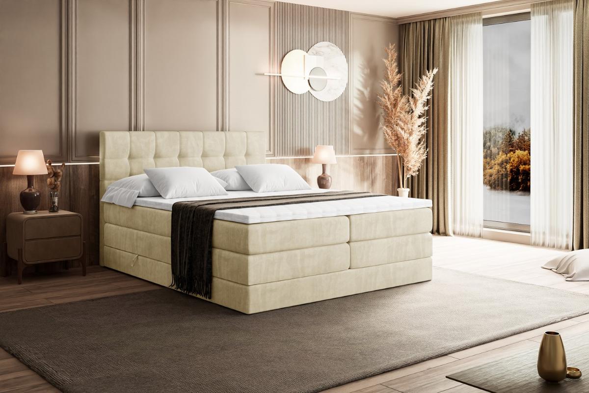 BOXSPRINGBETT BERO KING - 140x200 - H3/H4 - Beige - Beige, Holzwerkstoff (140/200cm) - ALTDECOR