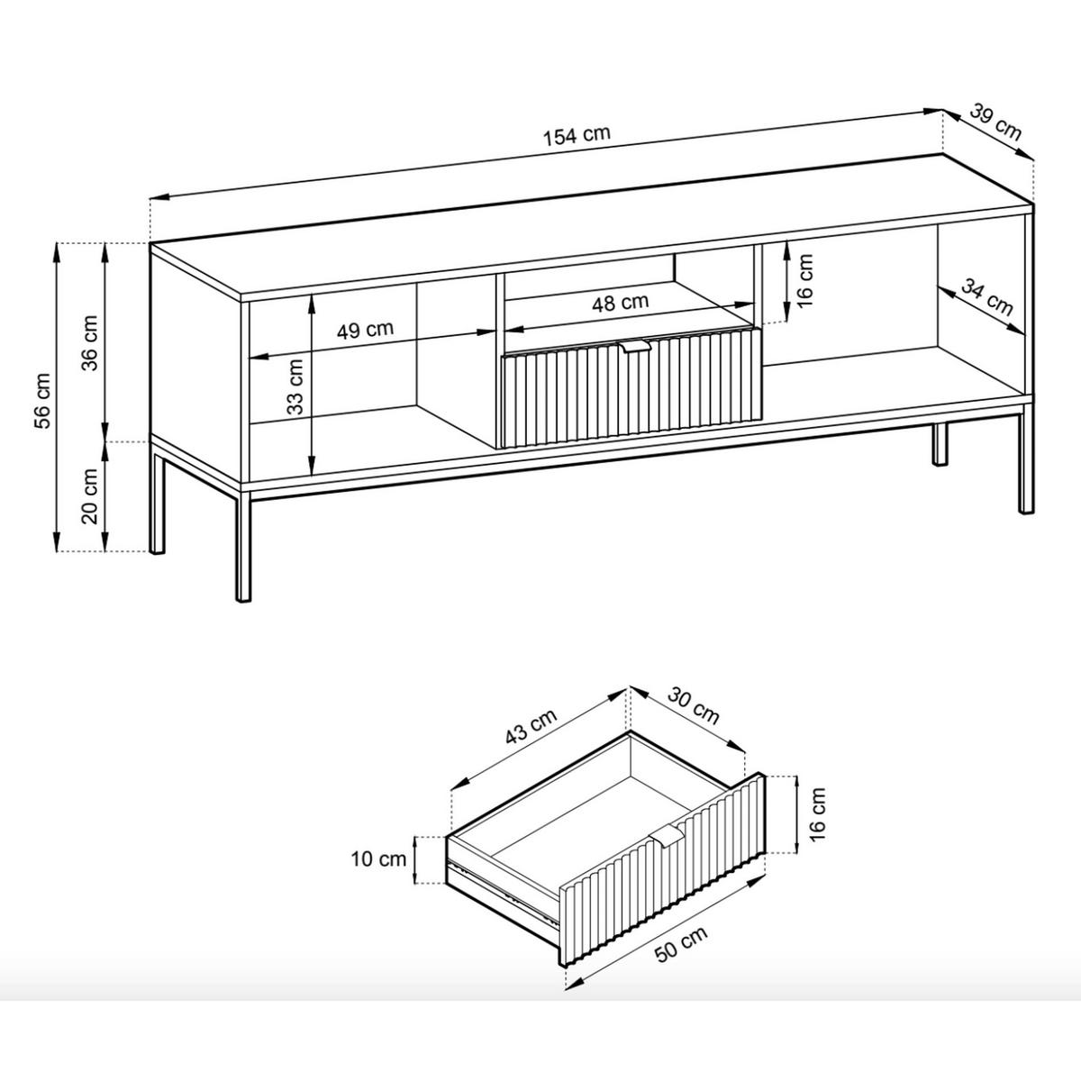 TV-LOWBOARD Vellore Grün / Schwarz 154 cm - Schwarz/Grün, Holzwerkstoff/Metall (154/56/39cm) - Selsey