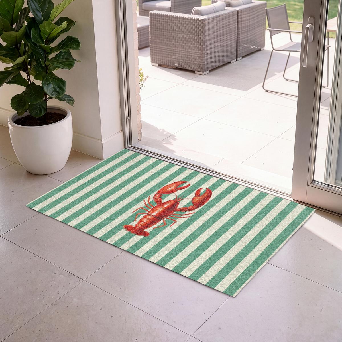 FUSSMATTE Krebs - Streifen - Realistisch - Sommerlich Schmutzmatte 120x80 cm - Multicolor, Kunststoff (120/0.4cm) - MuchoWow