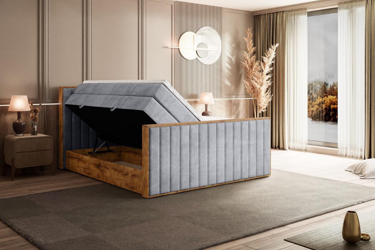 BOXSPRINGBETT mit Matratze H3|H4 und Lattenrost - LOLLI4-Z KING-200x200 - Grau Monolith - Grau, Holzwerkstoff (200/200cm) - ALTDECOR