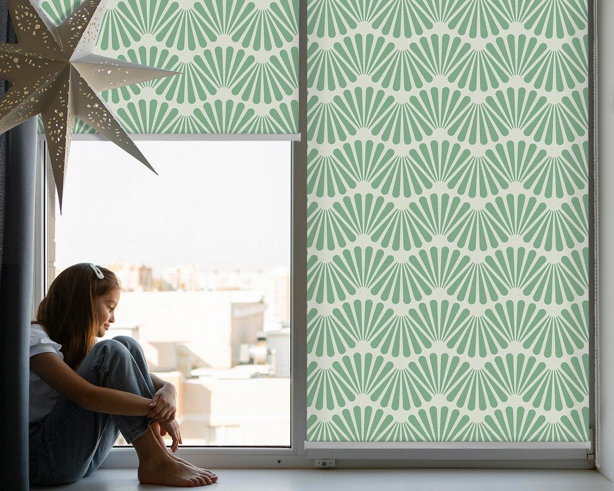 INNENROLLO - Fensterrollo - Rollo - 130x140 cm - Grüner Slalom - Grün, Kunststoff (130/140/0.5cm) - TULUP