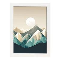 POSTER Verschneite Berge A3 Weißer Rahmen - Weiß, Papier (29.7/5/42cm) - Nacnic