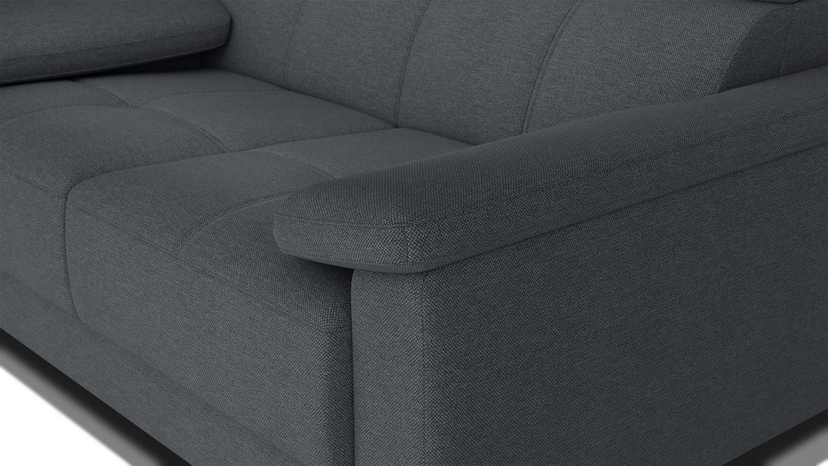 SOFA TAUNUS 2-Sitzer, graphitfarben - Graphitfarben/Schwarz, Holzwerkstoff/Textil (141/80/102cm) - Wozimo