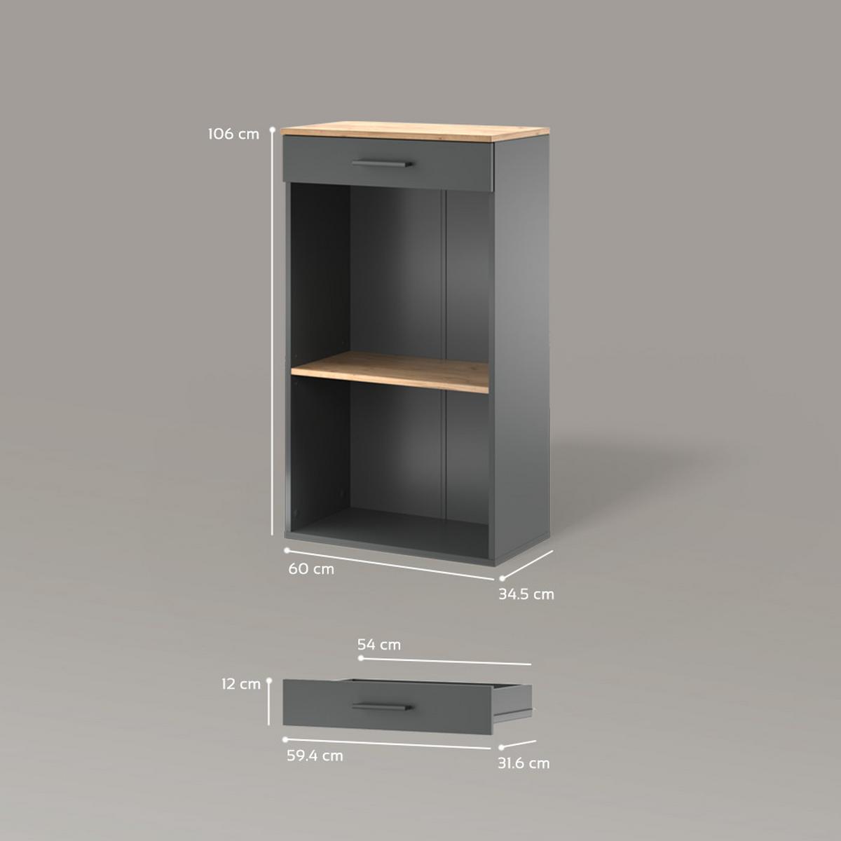 WEINREGAL Regusa Goldkraft Eiche/Anthrazit 60 x 106 cm - Honigeiche/Anthrazit, Holzwerkstoff (60/106/34.5cm) - Livinity®