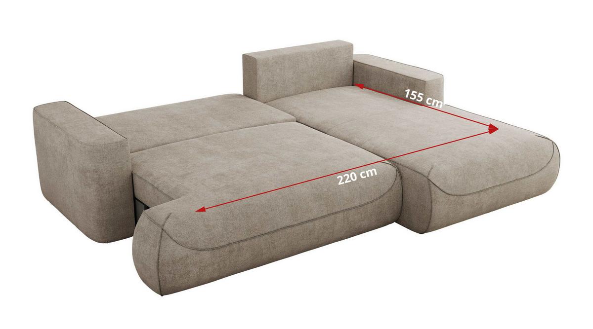 ECKSOFA OVO L Beige Struktur - Links Seite - Beige/Schwarz, Kunststoff/Textil (271/195cm) - MKS