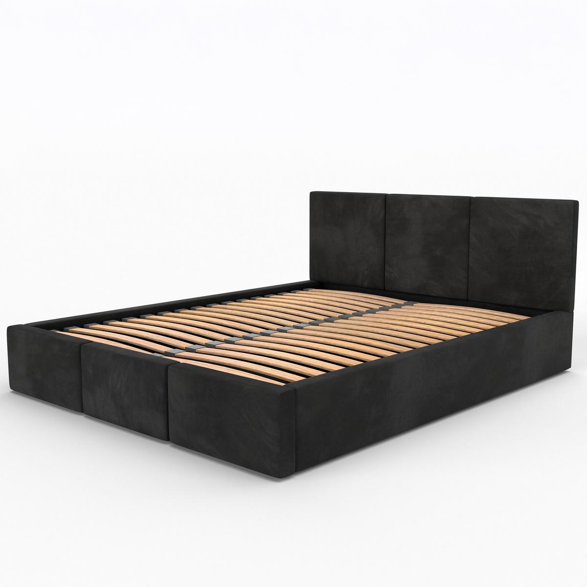 POLSTERBETT für Schlafzimmer Bett mit Stauraum Schwarz 120x200cm Kopfteil 100cm - Schwarz, Holzwerkstoff/Textil (120/200cm) - Muralo