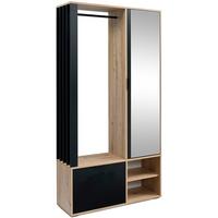 GARDEROBENSCHRANK Limo mit Spiegel und Schuhschrank, Eiche Artisan+schwarz - Eiche Artisan, Holzwerkstoff (100/190/33cm) - Beautysofa