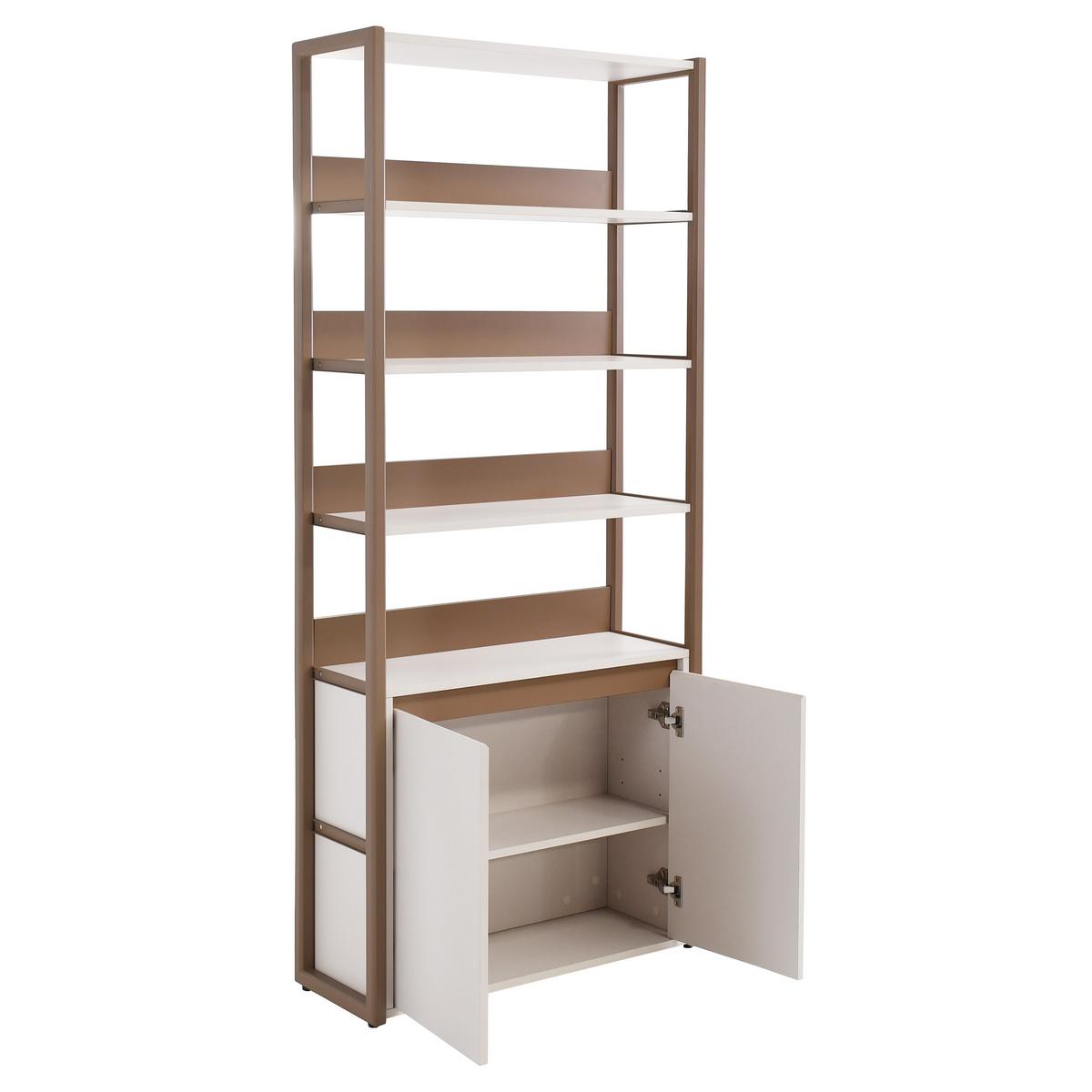 BÜCHERREGAL Boreo aus Metall mit 2 Türen, 80 cm, Kaschmir+Hellbraun - Kaschmir/Hellbraun, Metall (80/192/30cm) - Beautysofa